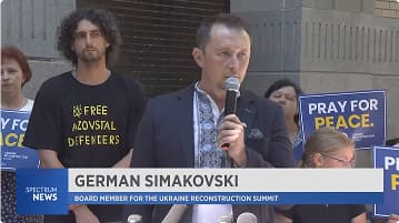 Coverage of URS 2025 Board Member German Simakovski and the Ukrainian community rally for peace